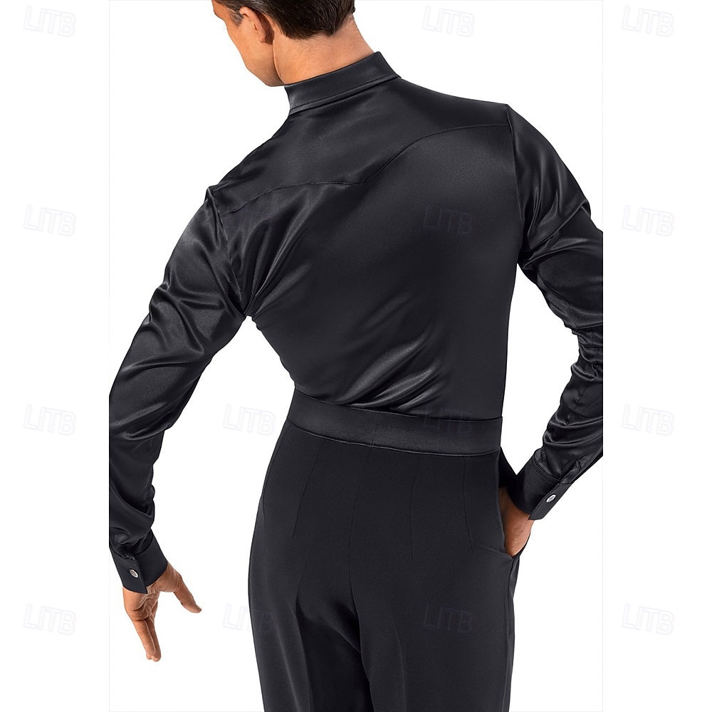 Men's Latin Ballroom Dance Shirt - Slim Fit Satin Performance Bodysuit for Competition 2026 - $220.49 –P5