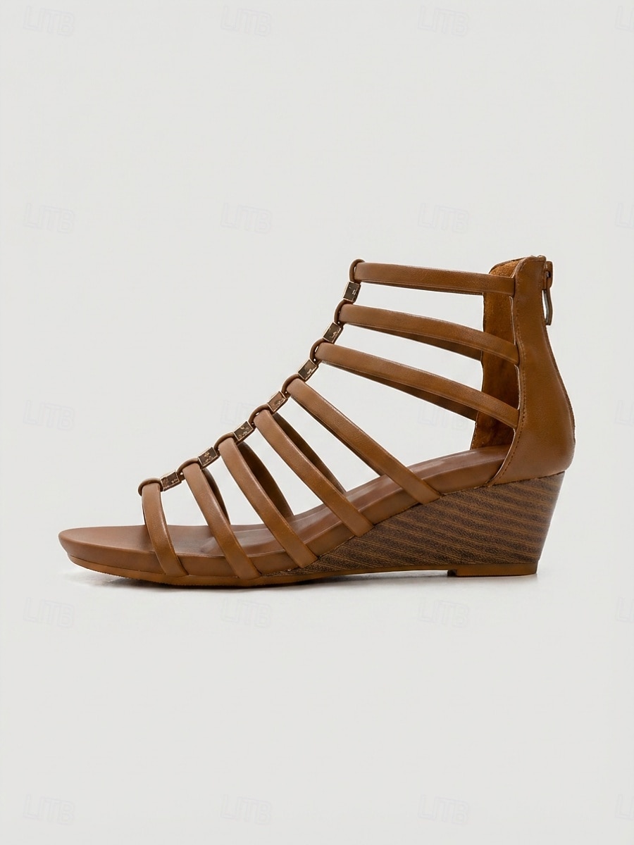 Women's Brown Wedge Gladiator Sandals – Strappy Open Toe Summer Shoes with Cushioned Comfort, Lightweight Fashion Sandals for Travel, Walking, Beach & Everyday Wear 2026 - $42.99 –P3