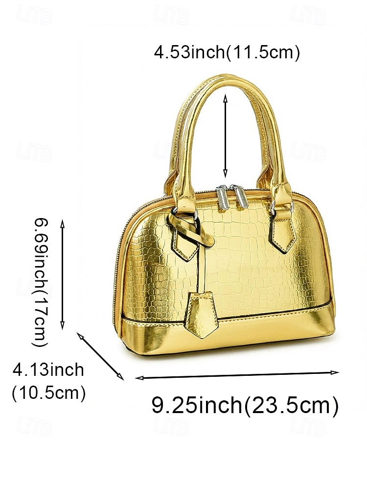 Conjunto de tres bolsos de mujer de piel sintética charol con relieve de cocodrilo, bolso bandolera multicolor con asa superior y correa ajustable, monedero y tarjetero para viajes y uso casual. 2026 - $29.99 –P7