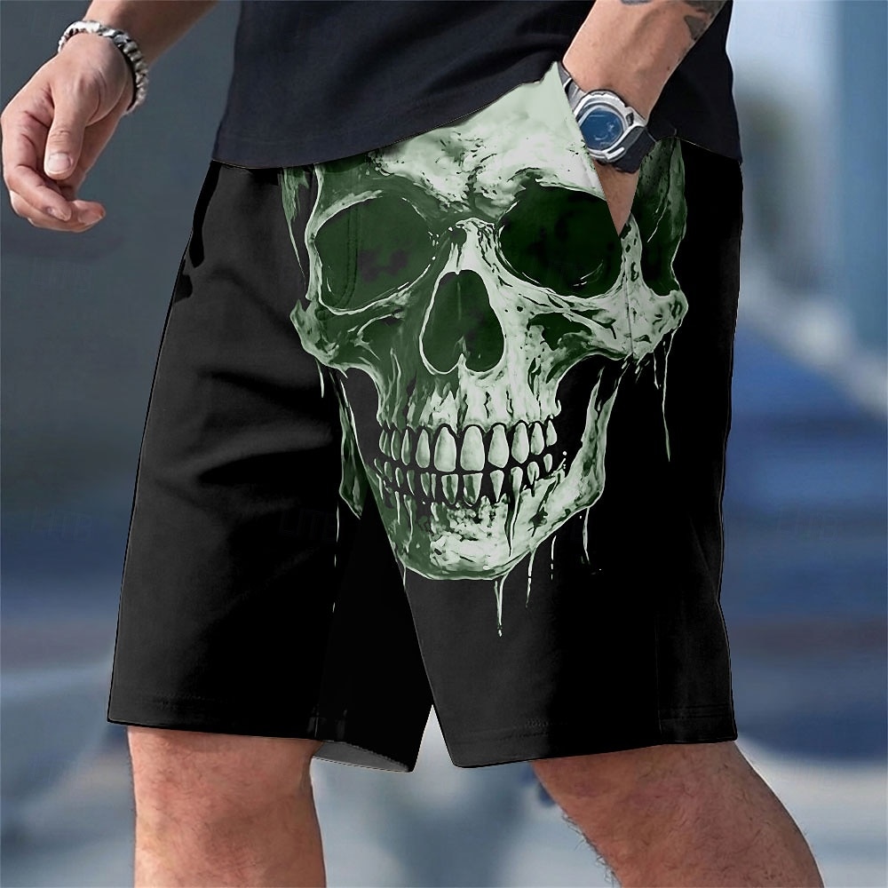 Per uomo Teschio Cultura di strada Gotico Costumi da bagno Costumi da bagno Pantaloncini da bagno Pantaloncini da Surf Misura del girovita medio Stile gotico oscuro All'aperto Abbigliamento casual del 2026 a $20.99 –P2