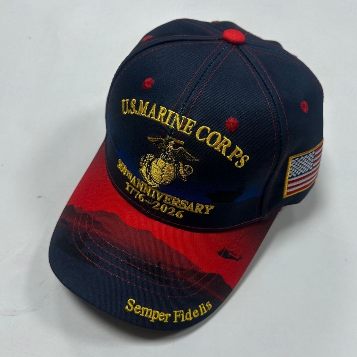 U.S. Marine Corps 250-årsjubileumsbaseballcaps 1775-2025, brodert militærhatt med Semper Fidelis, amerikansk flagg, rød &blå patriotisk justerbar lue 2026 - $21.99 –P2
