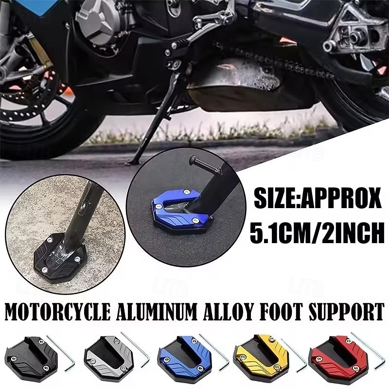 5 Pack Motorcycle Kickstand Pad - Universal Aluminum Side Stand Foot Support Base, Anti-Slip Enlarged Parking Pad for Soft Ground, fits Motorbike Scooter, Easy Installation, 2 Inch Wide 2026 - $15.99 –P1