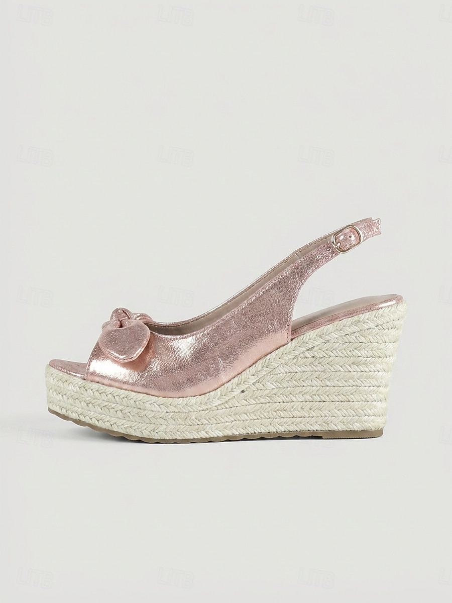 Sandales compensées roses pour femmes - espadrilles à plateforme avec nœud pour un dîner de vacances &soirée sur la plage de 2026 ? $42.99 –P2