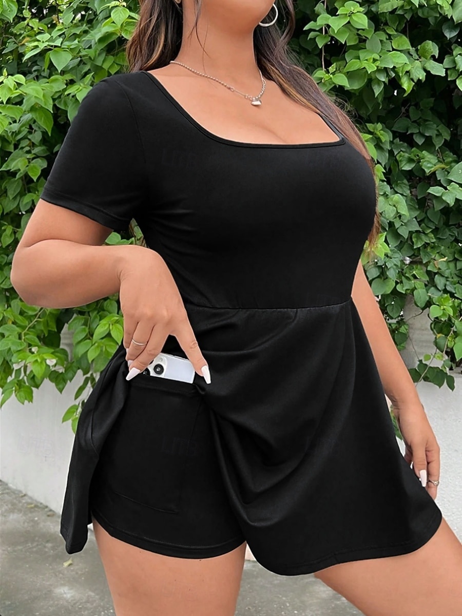 Women's Two Piece Sets Skirt Sets Short Sleeve Square Neck Plain Fashion Streetwear Casual Daily Outdoor Black Brown Gray Summer Slim 2026 - $29.99 –P10