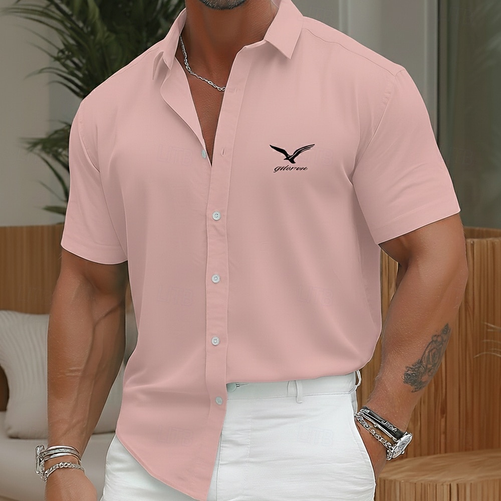 Bărbați Vultur Cămașă Camașă cu nasturi Cămașă elegantă casual Manșon scurt Moda Casual Haine de strada Vacanță Vară Primăvară Răsfrânt Imprimare 3D cămăși cu guler Albastru piscină Vernil Roz 2026 - $25.99 –P2
