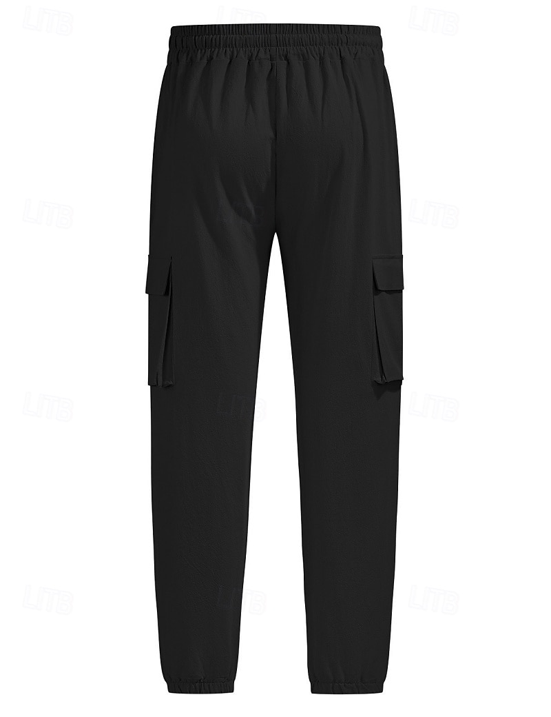Herren Cargo-Hosen Leinenhosen Hose Sommerhose Strandhose Kordelzug Elastischer Bund Mehrere Taschen Einfach Komfort Atmungsaktiv Täglich Outdoor Strand Urlaub Mode Schwarz Weiß Unelastisch 2026 - $25.99 –P12