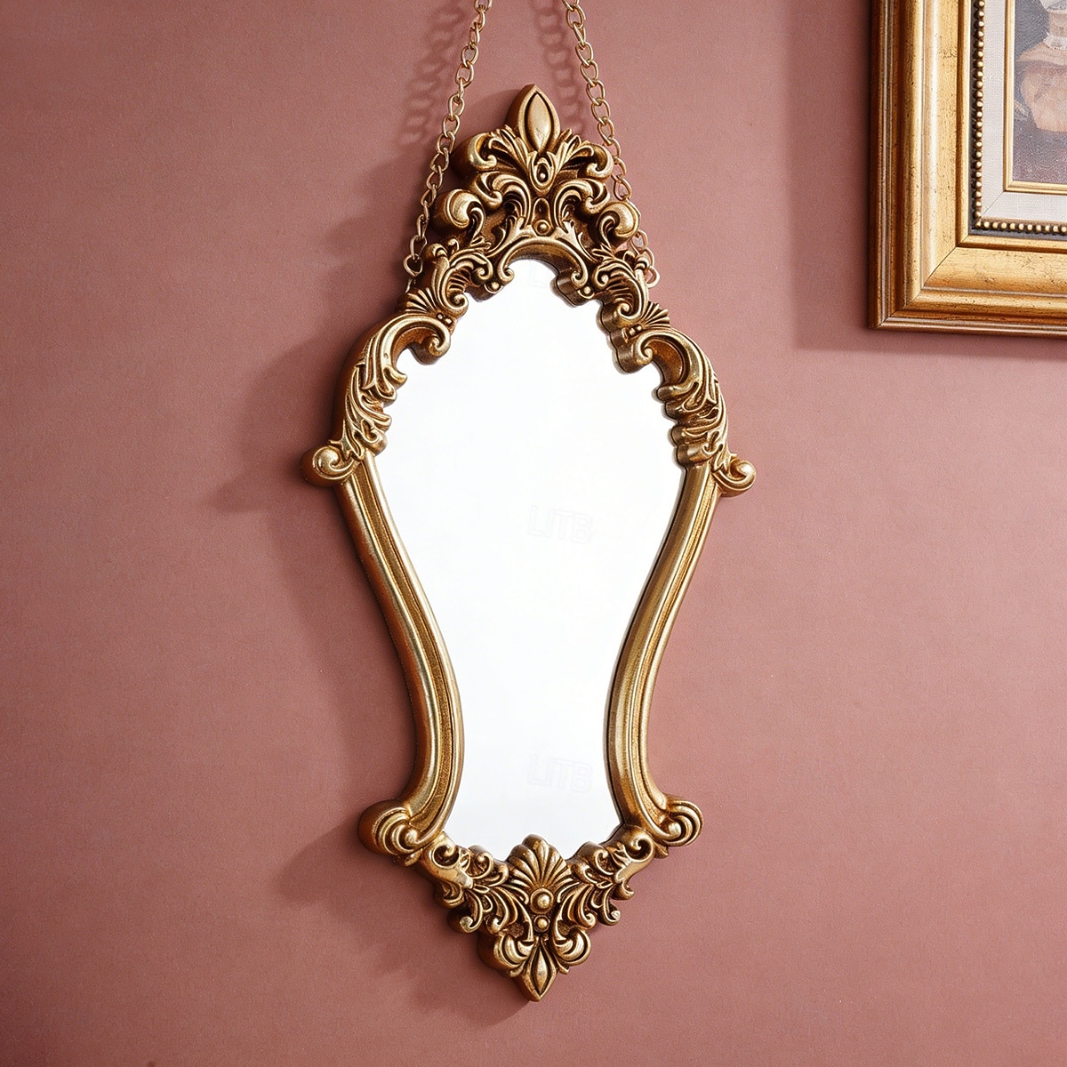 Vintage Gold Decorative Wall Mirror, 3D Classical Floral Resin Hand-Painted Hanging Mirror, Home Wall Art for Bathroom, Vanity, Bedroom Décor, Holiday Gift, Photography Prop 2026 - $41.99 –P9