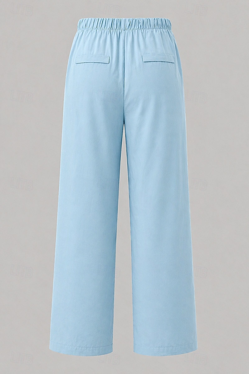 Mujer Pantalones Rectos Vacaciones Básico Longitud total Media cintura Comodidad Rígido Diario Negro Caqui Beige Café Verano Primavera Otoño 2026 - $32.99 –P4