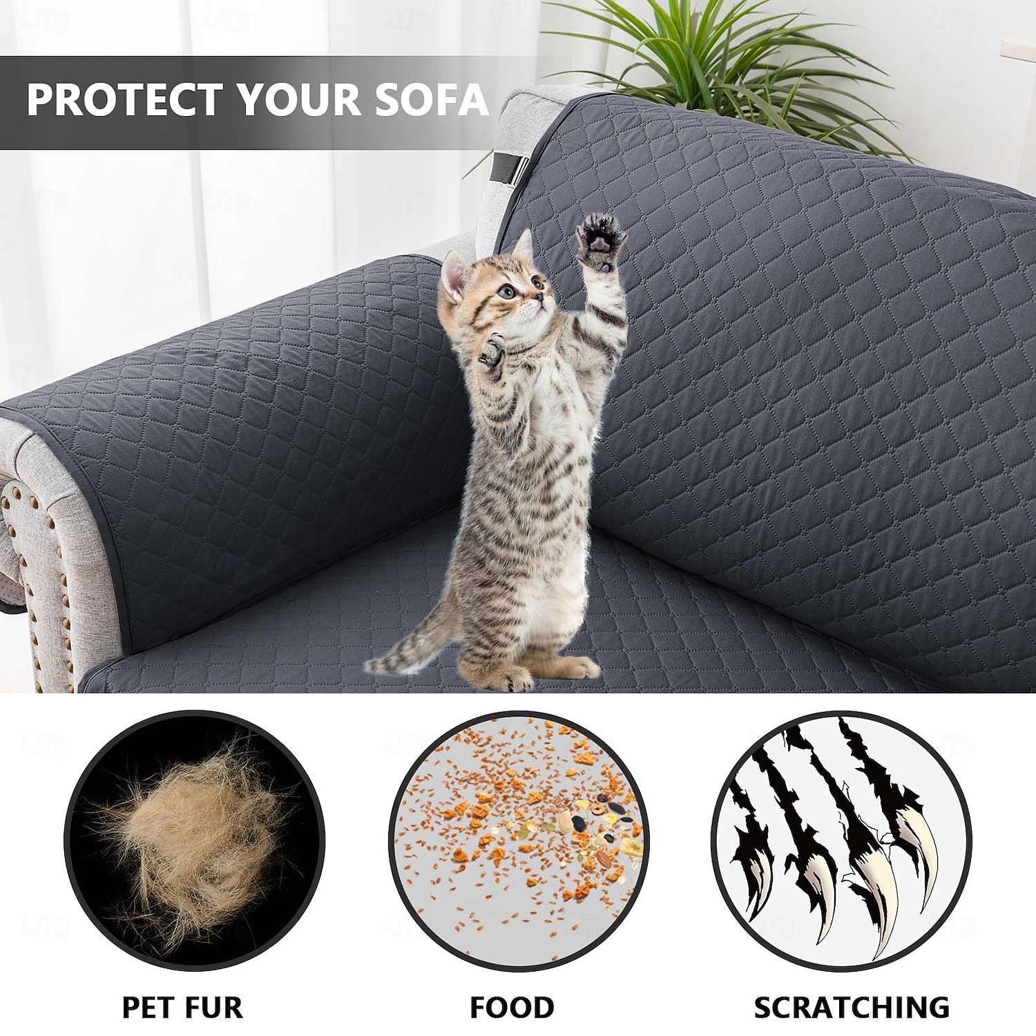 100% Waterproof Couch Covers Sofa Covers for Dogs Couch Protector Triple Non-Slip Sofa Slipcover for 3 Cushion Couch Furniture Protector for Pets, Kids,Dog 2026 - $37.99 –P3
