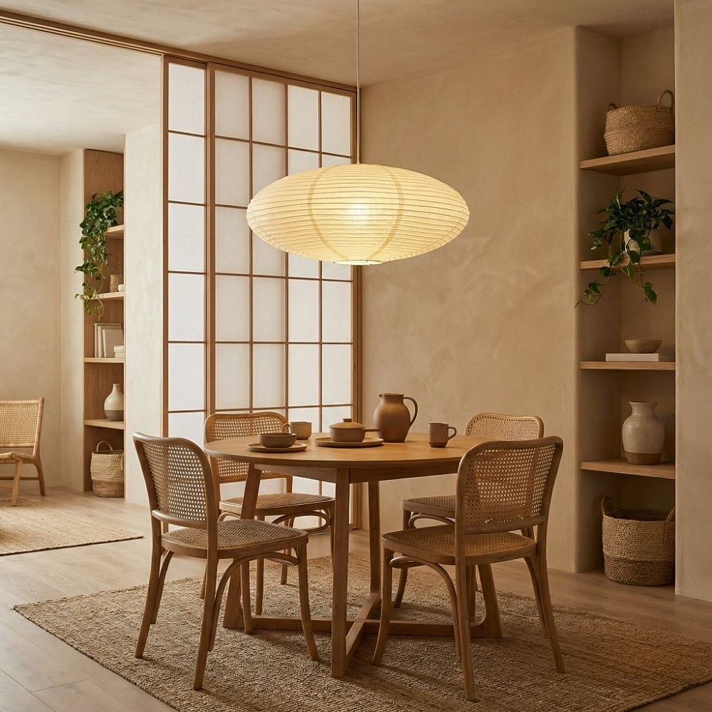 Lampă pandantiv ovală wabi sabi din hârtie, stil japonez, lampă de tavan minimalistă suspendată, candelabru modern cu felinar din hârtie pentru sufragerie, dormitor, living 2026 - $197.99 –P10