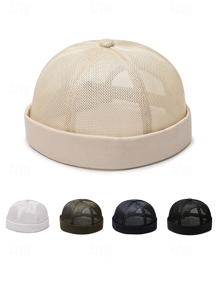 herrhatt i andningsbar mesh-polyester, justerbar mössa utan brätte i flera färger för dagligt bruk, strandsemester, resor och sommarstil utomhus 2026 - $11.99 –P5