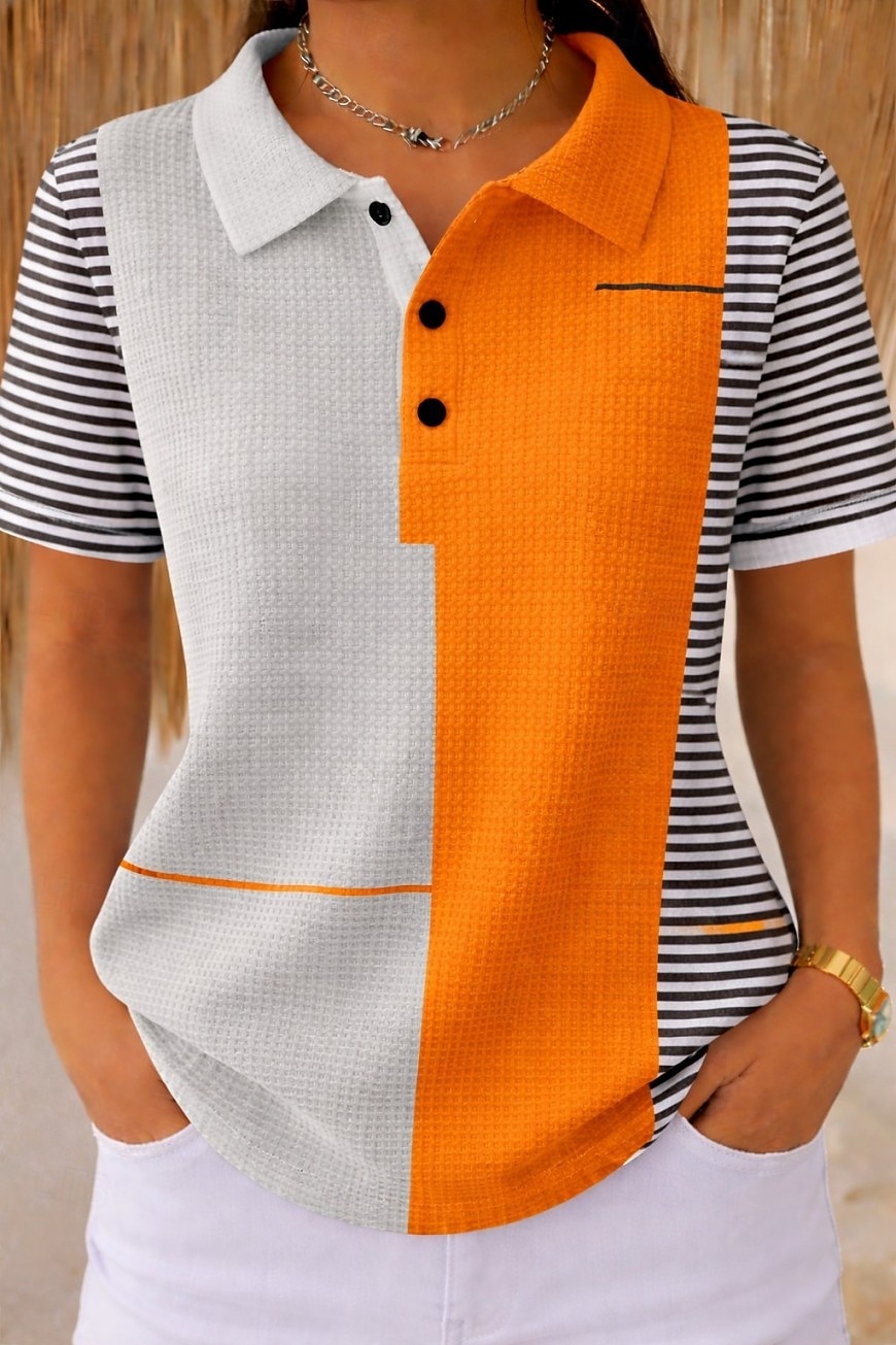 Per donna Camicia Magliette Polo a Nido d'Ape Top estivi Grafico Geometrico A Pois Vintage Elegante Senza Maniche Collo ripiegato Colletto Polo Top lunghi Matrimonio in Spiaggia Casuale Quotidiano del 2026 a $24.99 –P2