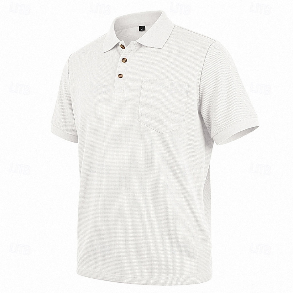 Per uomo Magliette Polo a Nido d'Ape Polo Casuale Streetwear Bavero Manica Corta Essenziale Moderno Semplice Tasca Leggero Estate Primavera Vestibilità regolare Nero Bianco Blu marino Verde scuro del 2026 a $21.99 –P7