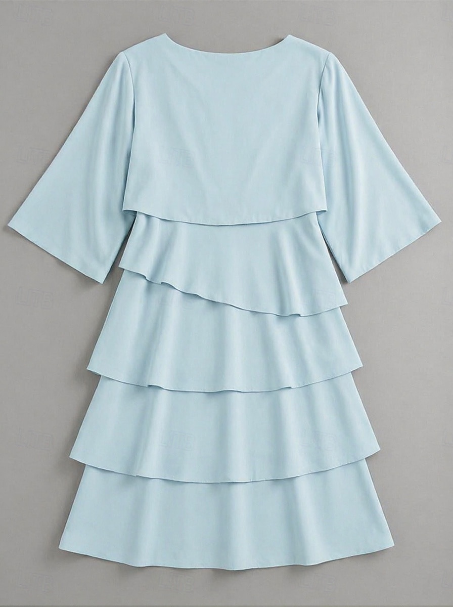 Per donna Mini Abito Vestito in Chiffon Abito da invitata a nozze Abito a Strati Moda Moderno All'aperto Ferie Uscire Vestibilità regolare Semplice Mezza Manica Girocollo Blu Nero Rosa Primavera del 2026 a $28.99 –P4