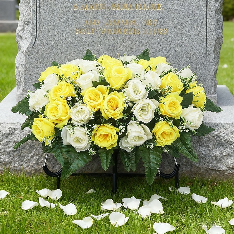 Collier de fleurs artificielles pour pierre tombale, rose, pour la journée du souvenir, décoration de tombe, couleurs inaltérables, installation facile de 2026 ? $45.99 –P7