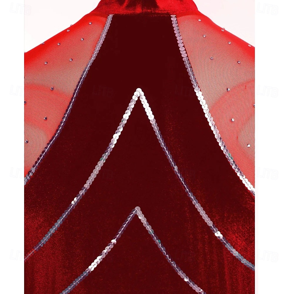 Men's Red Rhinestone Latin Dance Bodysuit Deep V Mesh Long Sleeve Ballroom Performance Costume 2026 - $242.49 –P3