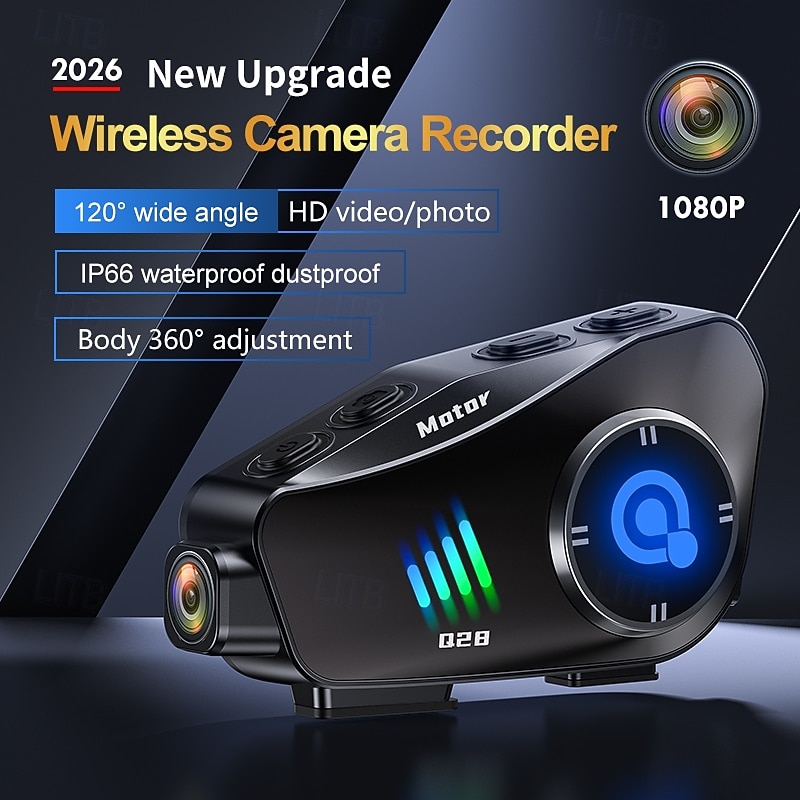 Q28 Motorcycle Helmet Camera, 1080P HD Wireless Action Cam with 50H Battery Life, 120° Wide Angle, 360° Rotatable, IP66 Waterproof Helmet Camcorder for Riding Dash Cam & Sports 2026 - $95.99 –P1