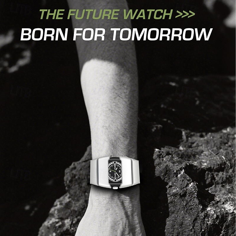 Men's Futuristic Sports Watch with Luminous Glow in the Dark Dial, Tactical Rectangular Quartz Wrist Watch with Integrated Silicone Strap, Night Light Function, Cool Fashion Gift for Men Boys 2026 - $24.99 –P15