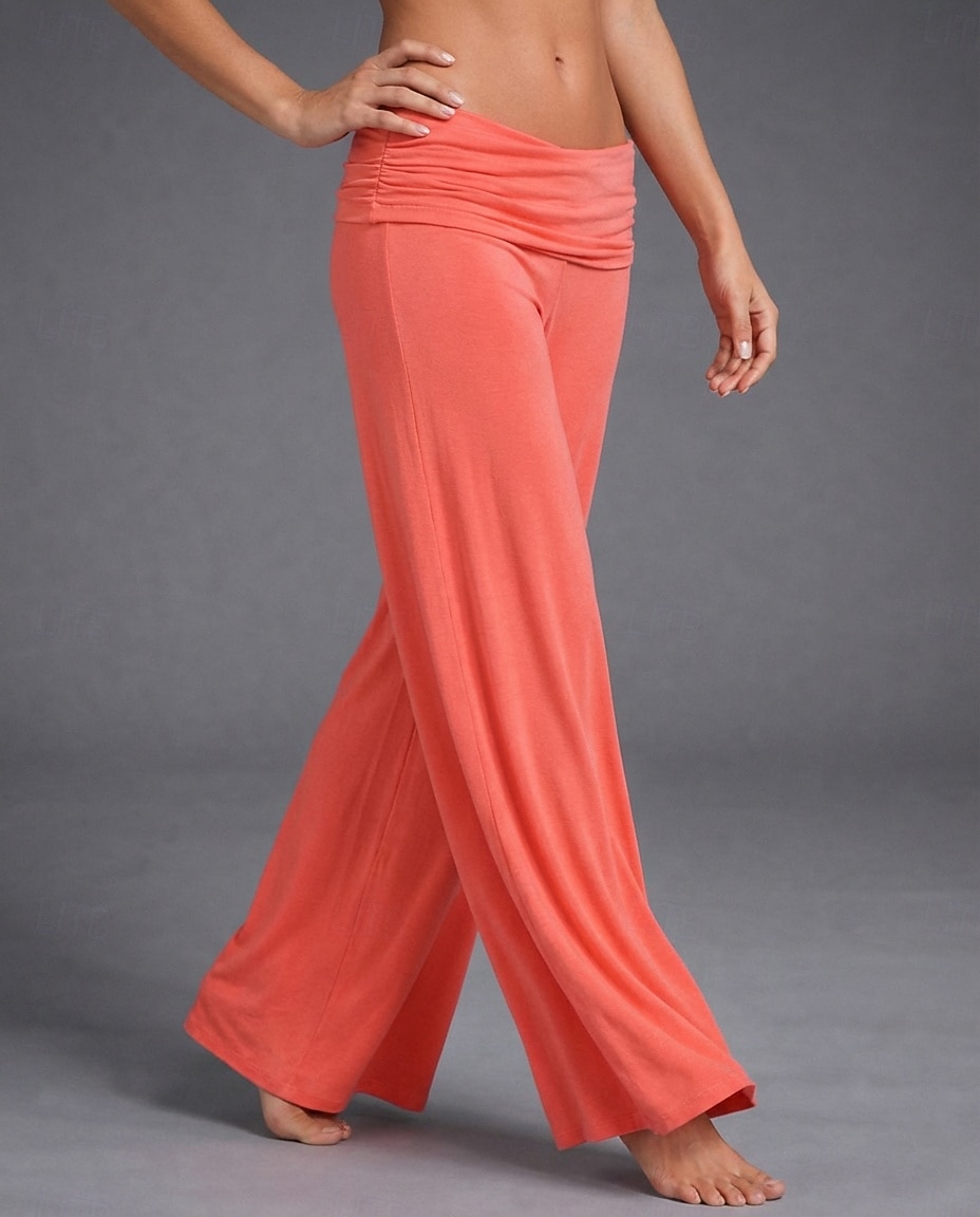Damen Weites Bein Chinos Urlaub Mode Streetwear Volle Länge Hohe Taille Einfach Bequem Komfort Weich Dehnbar Outdoor Straße Orange Sommer Frühling Herbst Lässiger Schnitt 2026 - $22.99 –P3
