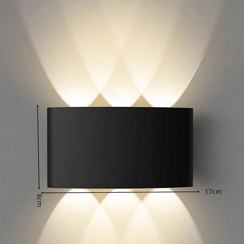 upp- och nerljus utomhus, utomhusvägglampor ip54 vattentät, 3000k modern vägglampa, LED-vägglampa badrum vägglampa aluminium för trädgård, sovrum, hall, trappor (svart) 2026 - $54.99 –P3