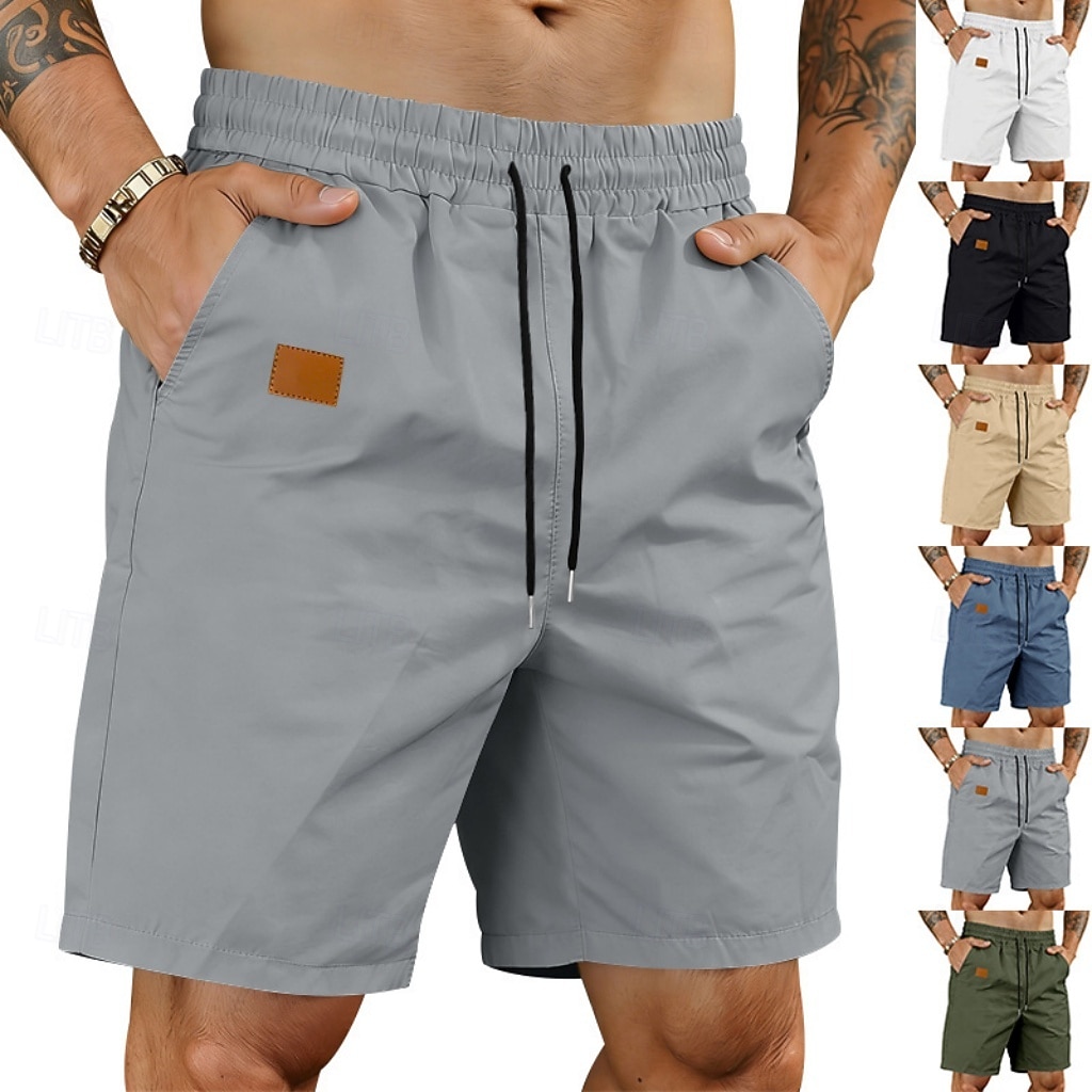 Voor heren Korte broek Casual korte broek Atletische korte broek Zak Elastische taille Effen Comfort Sneldrogend Knielengte Buiten Vakantie Modieus Streetwear blauw Zwart Inelastisch 2026 - $17.99 –P1