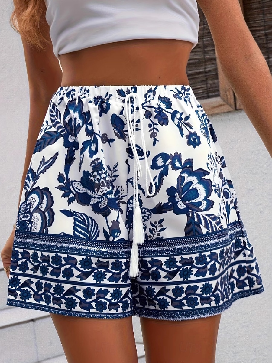 Femmes Joggings Chinos Shorts Vacances ancien Boho Court Taille haute Fleuri Graphique Avec Poches Ceinture Élastique Imprimé Confortable Confort Doux Micro-Élastique Extérieur Rue Bleu Vert Ét de 2026 ? $13.99 –P1