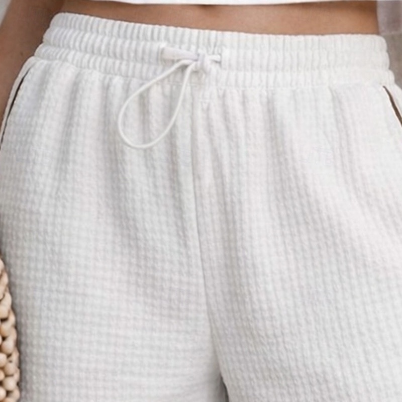 Femmes Short gaufré Shorts Shorts d'été Shorts de plage Vacances Mode Décontracté Quotidien Court Taille Moyenne Couleur Unie Uni Patchwork Avec Poches Ceinture Élastique Confort Doux Respirant Non de 2026 ? $32.99 –P2
