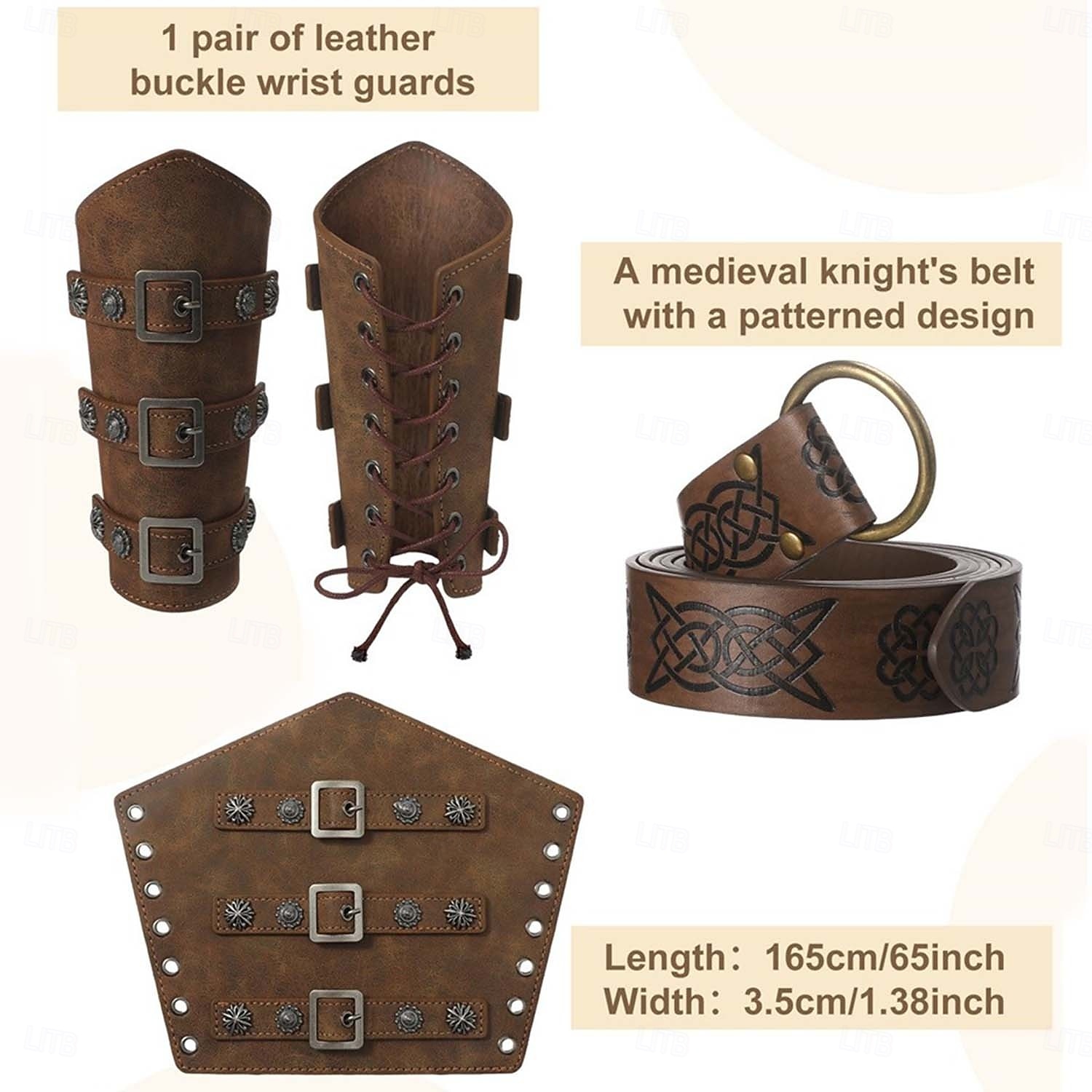 Set Middeleeuws Renaissance Outfits Fancy kostuum Krijger Vikingen Kostuum Voor heren Viking Halloween Carnaval Prestatie LARP Ren Faire Volwassenen Zomer Lente 2026 - $62.14 –P4