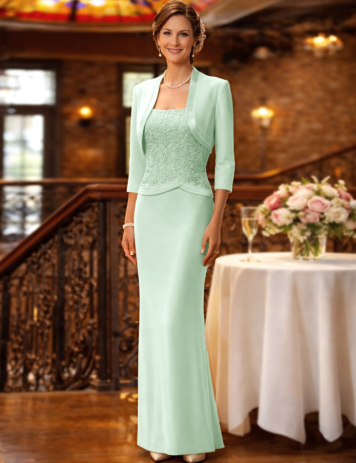 plus size bridesmaid dresses with jackets Cicinia Dusty Blue Plus Size Mother Of The Bride Dress With Jacket Lon main image 0