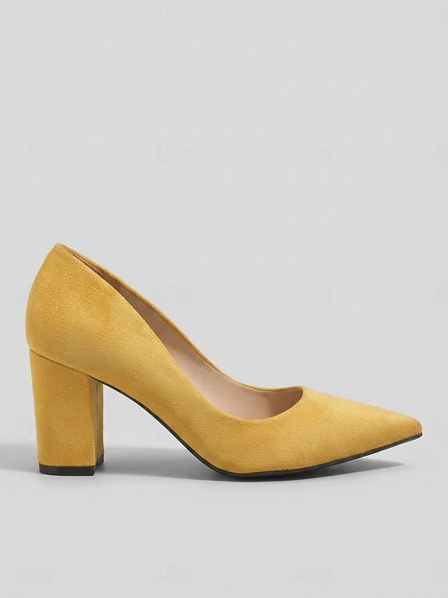 Women's Rose Pink Suede Pumps - Elegant Pointed Toe Block Heels for Everyday Wear, Casual Outfits & Stylish Street Look 2026 - $54.99 –P4