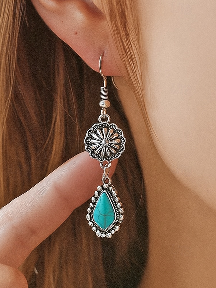 Női bohém türkiz ötvözet fülbevalók, könnyű függő ékszerek, tökéletesek tengerparti nyaraláshoz, hétköznapi viselethez és nyári kiegészítőkhöz 2026 - $9.99 –P3