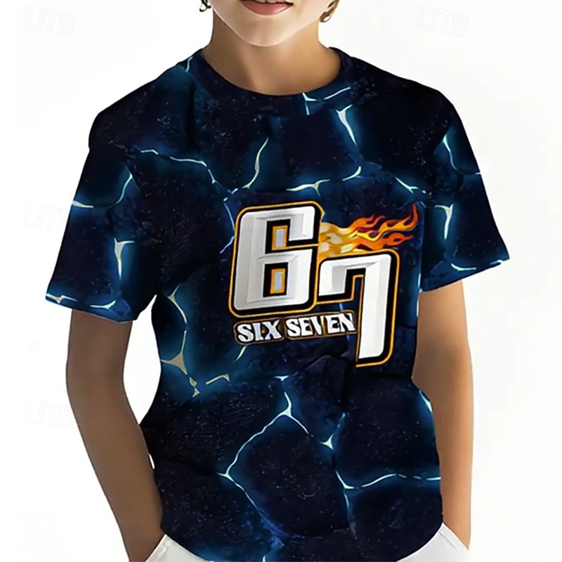 Jungen 3D Grafik Farbverläufe Lustiger Slang 67 T-Shirt Kurzarm 3D-Druck Sommer Frühling Sport Mode Streetwear Kinder 4-12 Jahre Rundhalsausschnitt Lässig Täglich Outdoor Normale Passform 2026 - $13.49 –P1