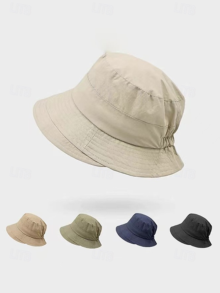 Sombrero de pescador informal de algodón para mujer, sombrero de sol elástico ajustable en varios colores para vacaciones en la playa, uso diario informal, viajes y estilo veraniego al aire libre. 2026 - $14.99 –P6