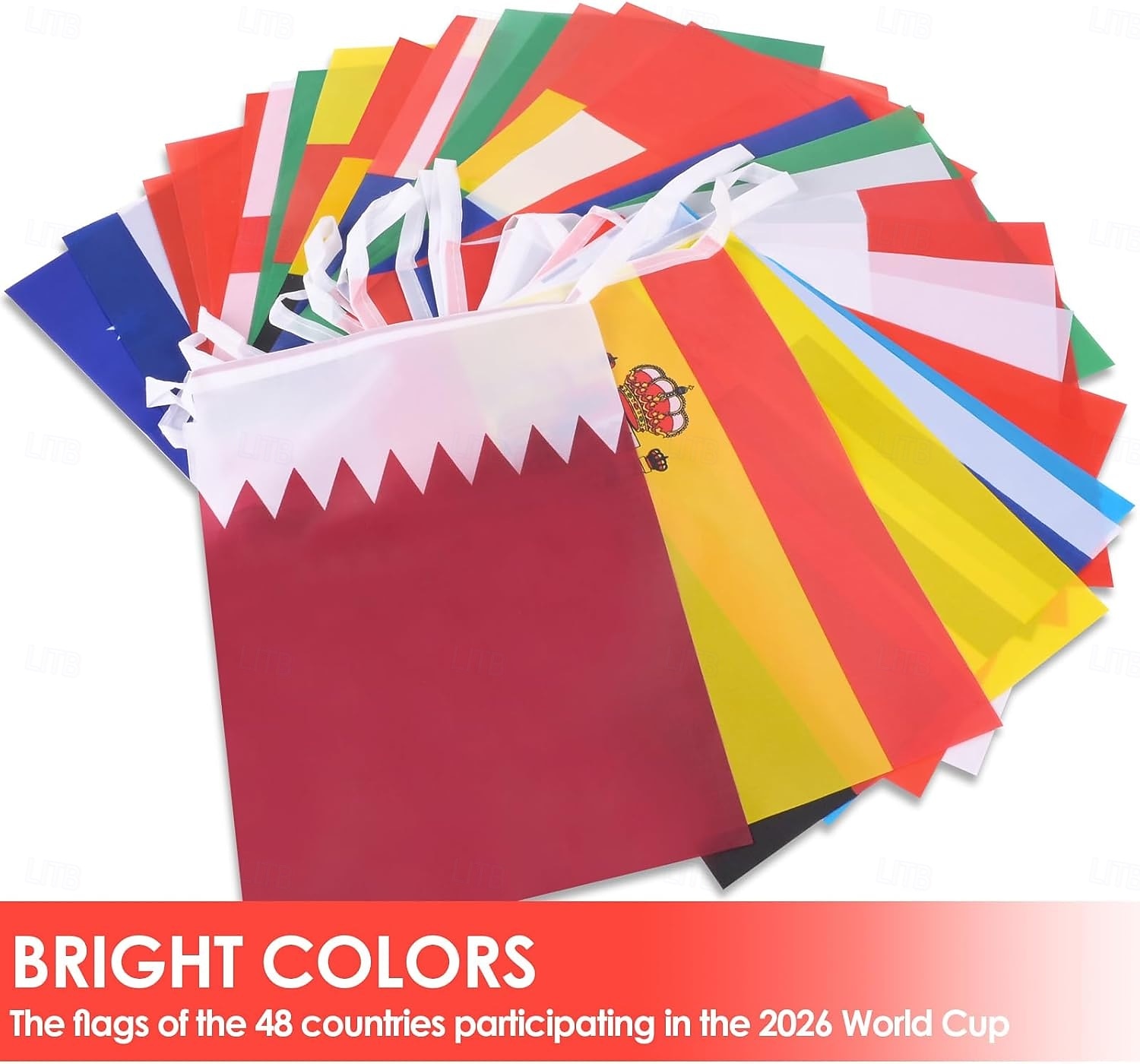 48 χώρες με σημαίες από κορδόνι για διακοσμήσεις Παγκοσμίου Κυπέλλου Ποδοσφαίρου 2026, πανό με σημαίες διπλής όψης από ύφασμα με κορδόνι για ποδοσφαιρικό μπαρ, κλαμπ, κήπο, αθλητικό πάρτι, διακόσμηση 2026 - $15.99 –P1