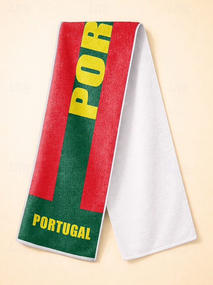 Мужской шарф-полотенце из полиэстера с принтом португальского флага, мягкий шарф для поддержки футбольных болельщиков в день футбольного матча, на стадионных мероприятиях, для просмотра спортивных соревнований и для повседневного использования. 2026 - $11.99 –P5