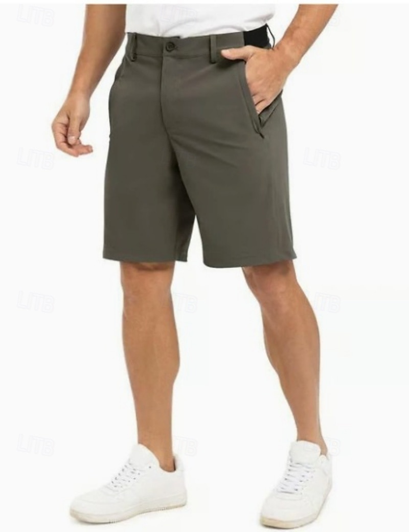 Voor heren Geklede korte broek Bedrijf Casual korte broek Golfshorts Zak Elastische taille Effen kleur Comfort Sneldrogend Knielengte Casual Buiten liiketoiminta Modieus Streetwear Zwart Marineblauw 2026 - SAR 111 –P11