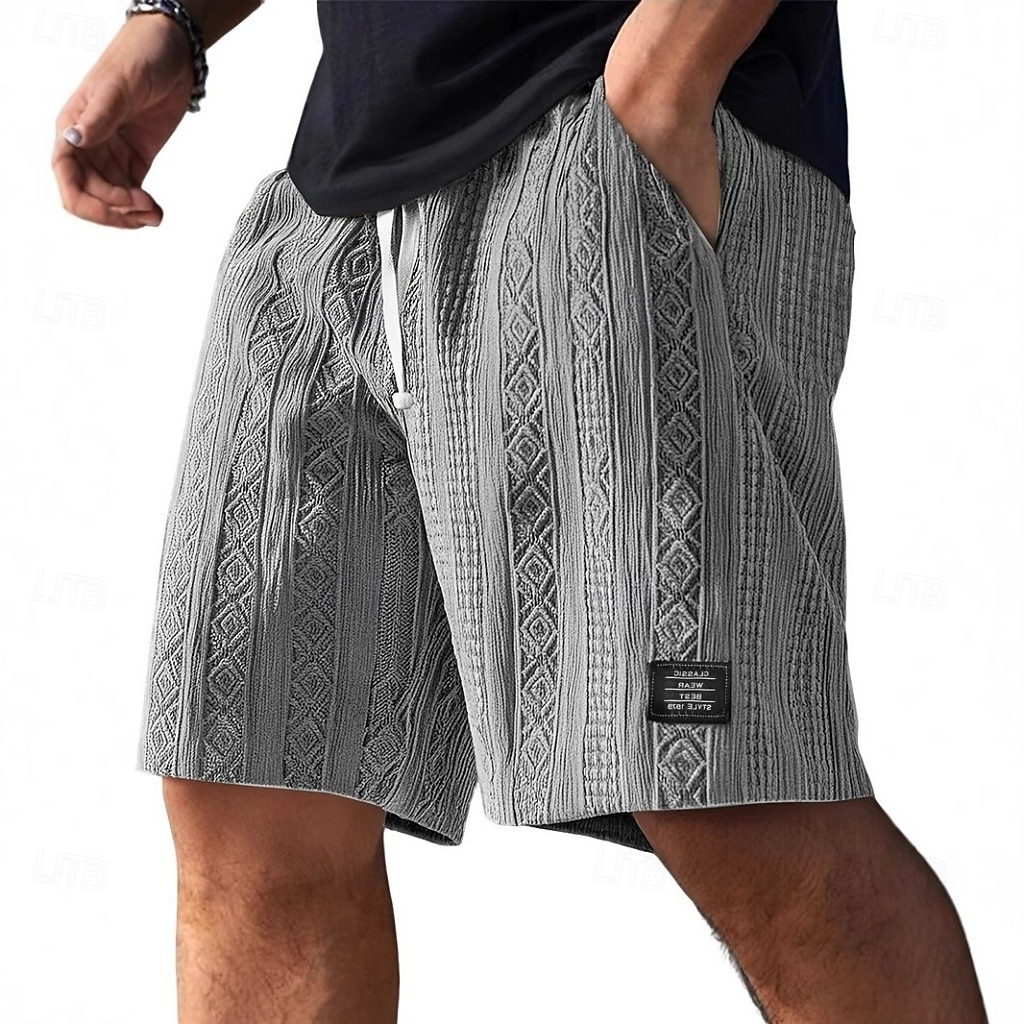 Men's Shorts Summer Shorts Beach Shorts Casual Shorts Jacquard Pocket Elastic Waist Jacquard Comfort Breathable Knee Length Casual Outdoor Beach Vacation Fashion Blue Black Micro-elastic 2026 - $23.99 –P3