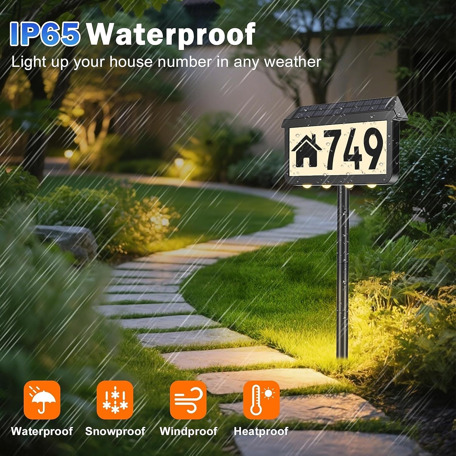 Solar Address Signs, House Number for Outside Waterproof, 3-Color LED Illuminated Address Plaques with Stake, Wall Mounted Solar Powered Light Up Address Numbers 2026 - $48.99 –P4