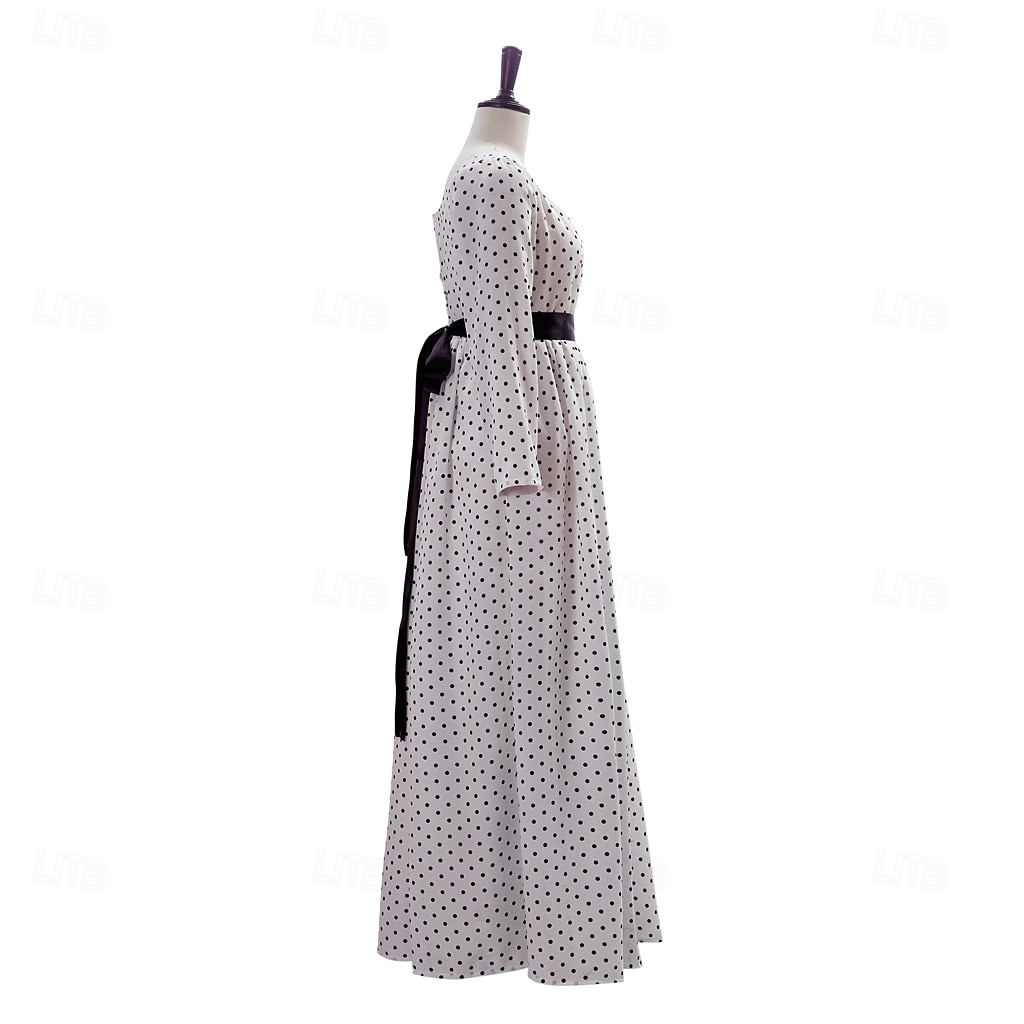 Medieval Renaissance Regency Period Floor Length Dress Princess Gentlewoman Noblewoman Polka Dot Scoop Neck Fancy Dress Women's Renaissance Fair LARP Adults' Dress 2026 - $69.99 –P4