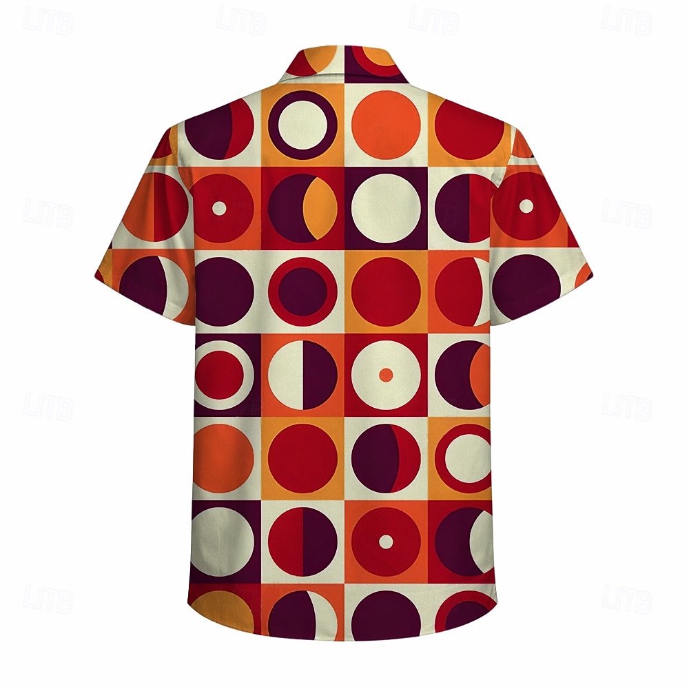 Retro / vintage Hipisowskie 1970 Koszula Krótkie rękawy Hipisowskie Geometryczny Retro Strój na bal maskowy Męskie Festiwal Muzyczny Impreza Dzienne zużycie Dla dorosłych Koszula Wiosna i lato 2026 - $23.99 –P7