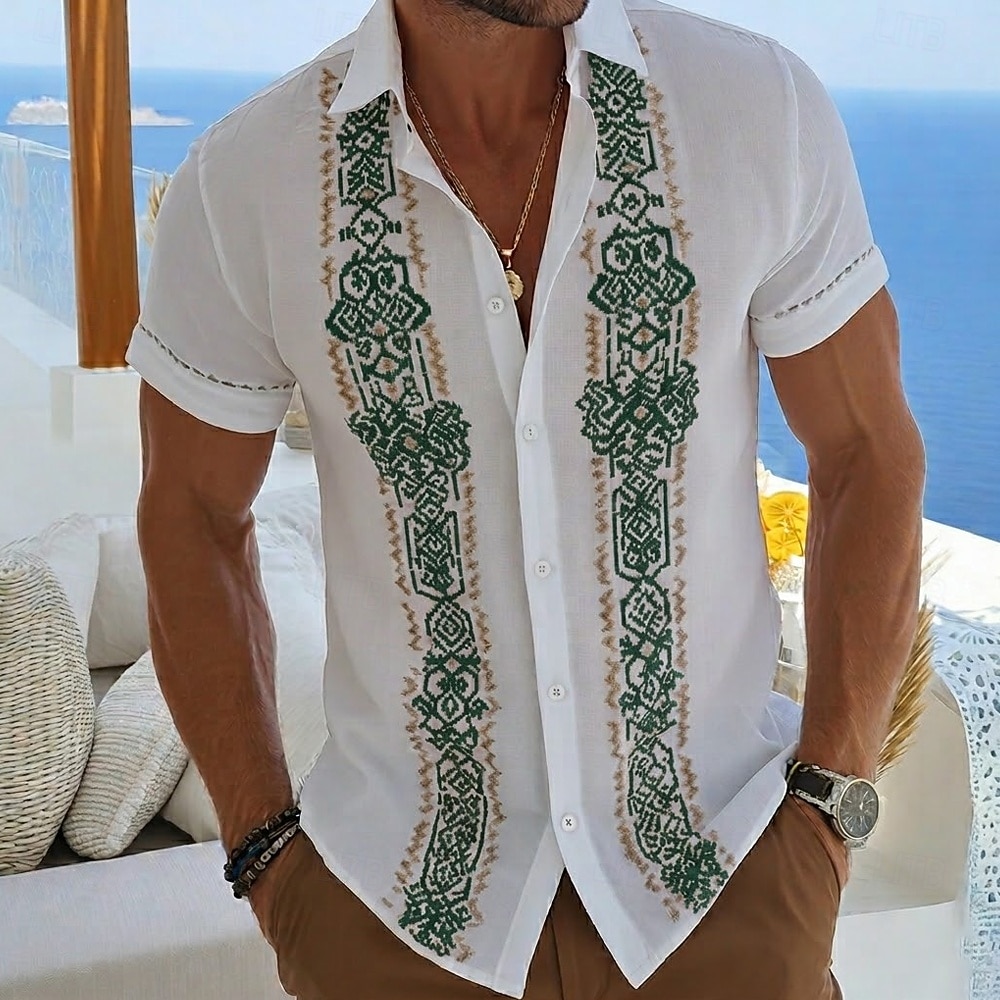 Homme Géométrique Ethnique Art abstrait Chemise Chemise Guayabera Chemise Boutonnée Manche Courte Vintage Rétro Quotidien Extérieur Vacances Été Printemps Col Rabattu Impression 3D Chemise en lin de 2026 ? $25.99 –P2