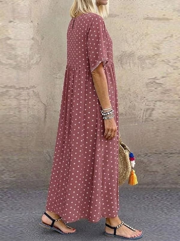 Damen Midikleid Freizeitkleid T-Shirt-Kleid A Linie Kleid Elegant Mode Modern Outdoor Urlaub Ausgehen Normale Passform Tupfen Kurzarm Rundhalsausschnitt Blau Gelb Rosa Grün Sommer Frühling 2026 - $7.99 –P10