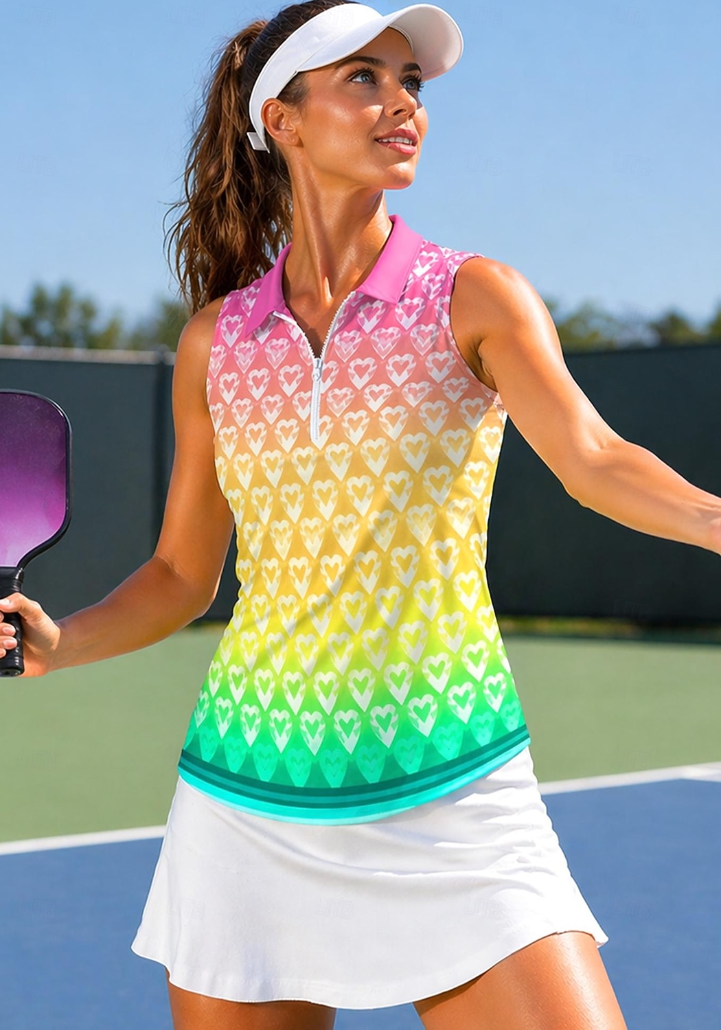 Dames Geometrisch Tops Sportshirt Wandelen poloshirt Tennisshirt Mouwloos Vetoketju Bloemig UPF50+ UV-bestendig Hoge Elasticiteit Vochtregelerend Ademend Volleybal Tennis Golf Kraag Strijkijzer Hemd 2026 - $20.99 –P1