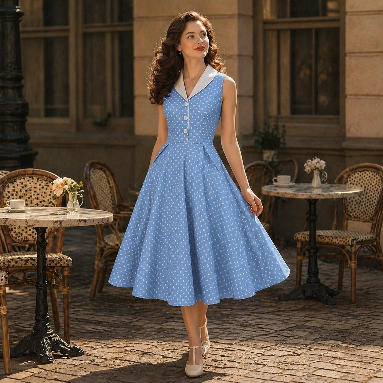 2026年 1950年代風 レトリ／ヴィンテージ ロカビリー 正午 ドレス ノー・スリーブ 水玉 仮装 女性用 マスカレード パーティー カジュアル／普段着 成人 ドレス 春夏  コレクション – $52.99 –P5