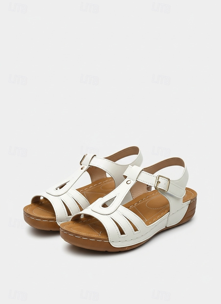 sandales plates marron à boucle en T pour femmes - sandales confortables en similicuir pour un usage quotidien et des activités de plein air de 2026 ? $24.99 –P1