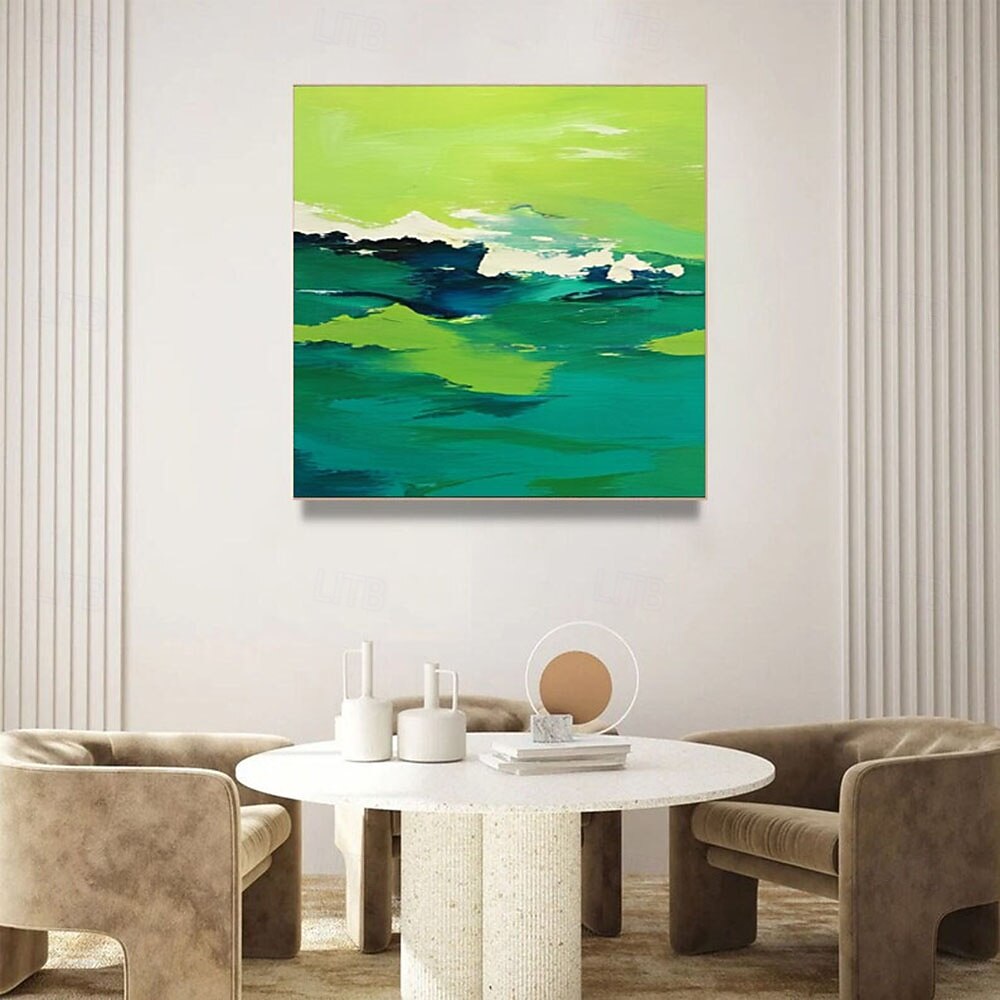Abstract Green Landscape Oil Painting on Canvas Modern Textured ...
