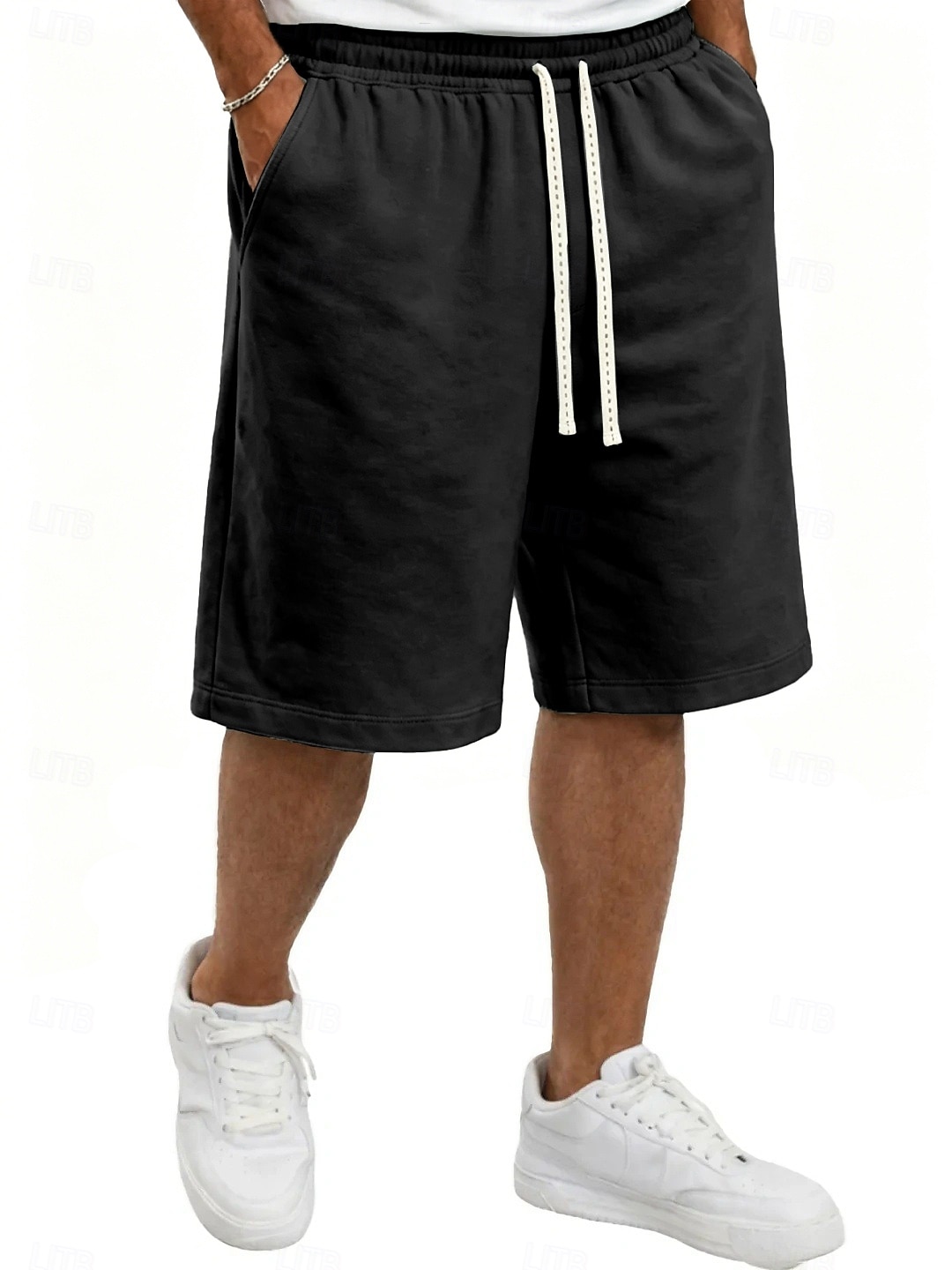 Herren Shorts Sommershorts Freizeitshorts Tasche Elastischer Bund Rein Einfach Komfort Atmungsaktiv Knielang Lässig Outdoor Strand Urlaub Mode Schwarz Weiß Mikroelastisch 2026 - $29.99 –P8