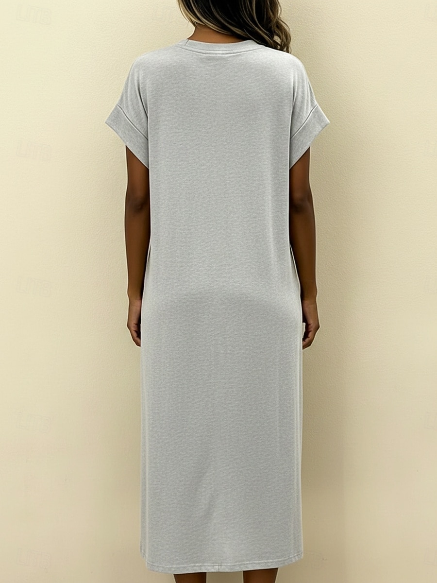 Damen Midikleid Freizeitkleid T-Shirt-Kleid Mode Klassisch Modern Täglich Urlaub Normale Passform Einfach Kurzarm Rundhalsausschnitt Schwarz Braun Hellgrau Grau Sommer Frühling 2026 - $29.99 –P3