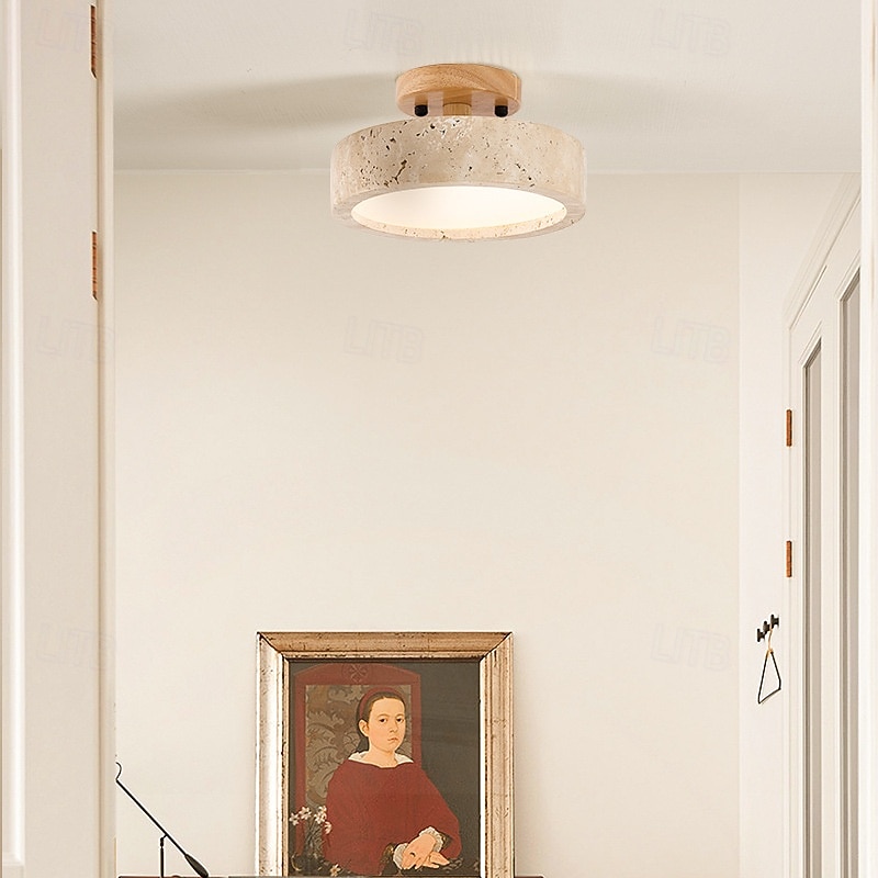 Farmhouse Hallway Ceiling Light Fixture Natural Stone Ceiling Light Mid Century Modern Semi Flush Mount Ceiling Light  LED Close to Ceiling Light for Corridor Porch Bathroom Kitchen 2026 - $140.99 –P1