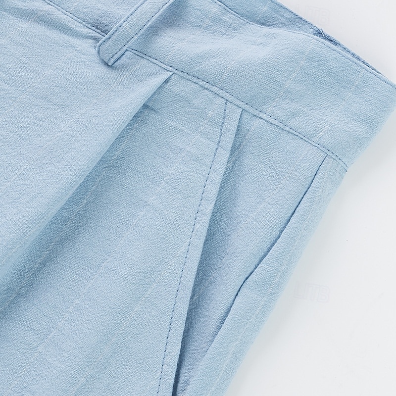 Hombre Pantalones de lino Pantalones Pantalones de verano Pantalones anchos Pantalones de playa Pierna recta A Rayas Comodidad Transpirable Longitud total Casual Diario Playa Vacaciones Moda Azul 2026 - $26.99 –P7